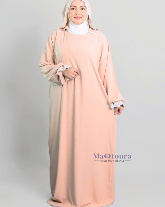 Abaya de prière avec Hijab en coton attaché