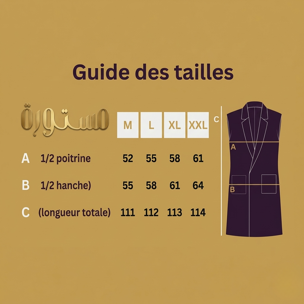 Gilet long en Noir