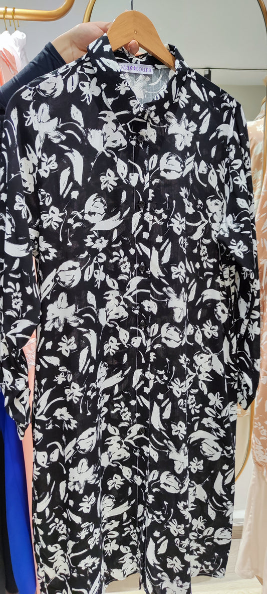 Chemise Tunique Longue avec Poches Latérales