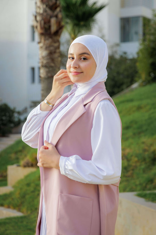 Ensemble :Gilet long & Pantalon ROSE + Avec chemise