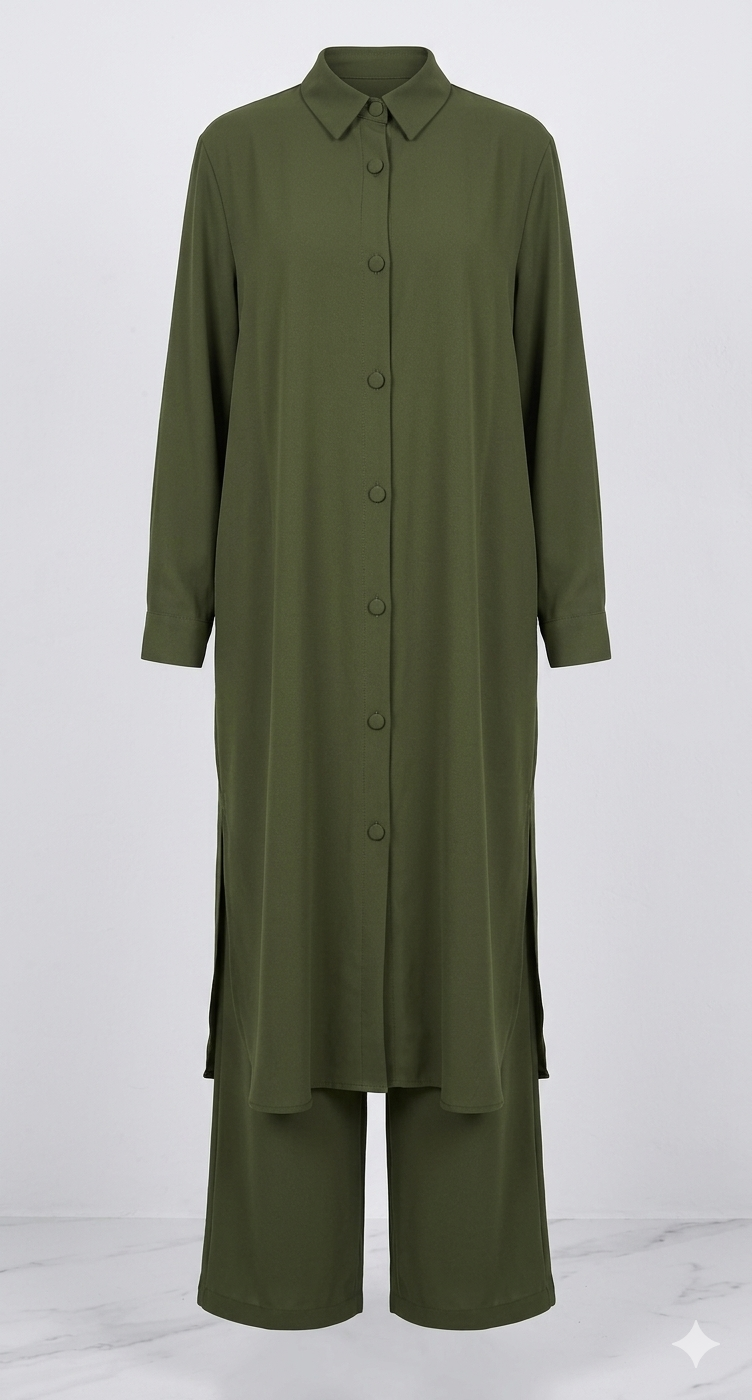 Ensemble Chemise longue+ Pantalon Large عنبر