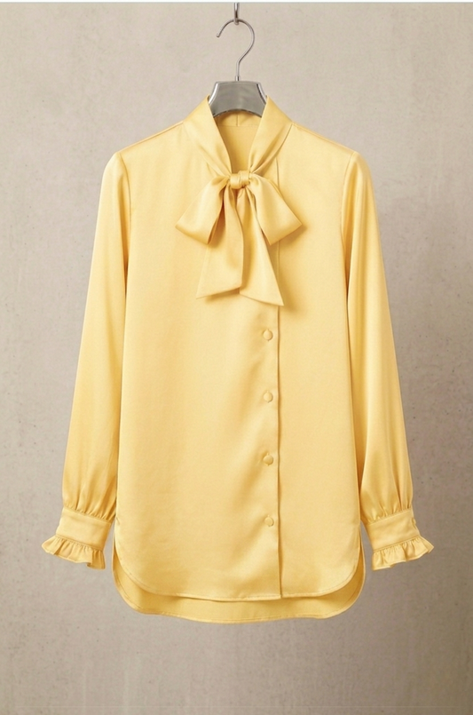 Chemise Satinée Col Lavallière
