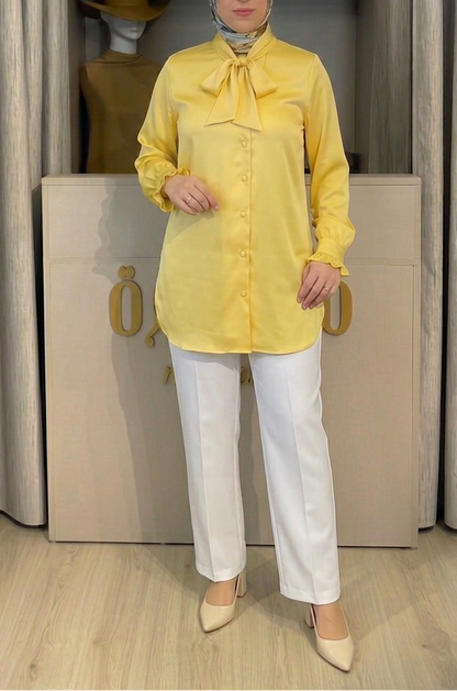 Chemise Satinée Col Lavallière
