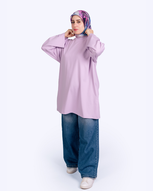 T-shirt Ample et Large 95% cotton à Manches Larges