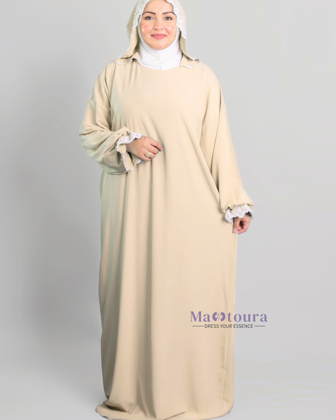 Abaya de prière avec Hijab en coton attaché