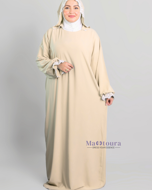 Abaya de prière avec Hijab en coton attaché