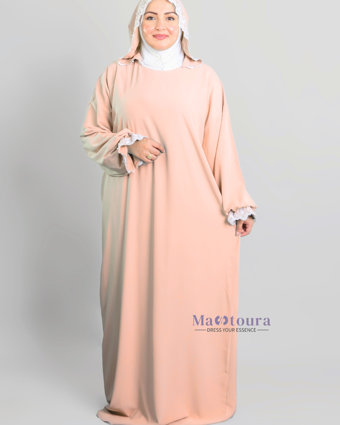 Abaya de prière avec Hijab en coton attaché