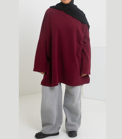 T-shirt Ample et Large 95% cotton à Manches Larges