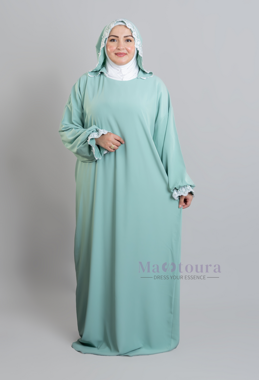 Abaya de prière avec Hijab en coton attaché