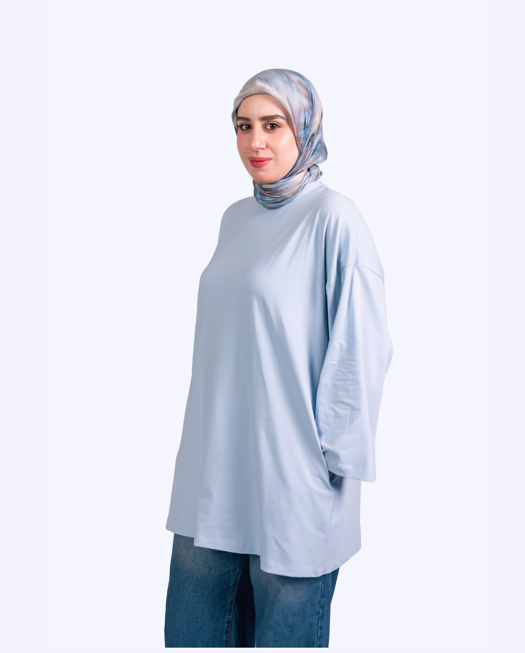 T-shirt Ample et Large 95% cotton à Manches Larges