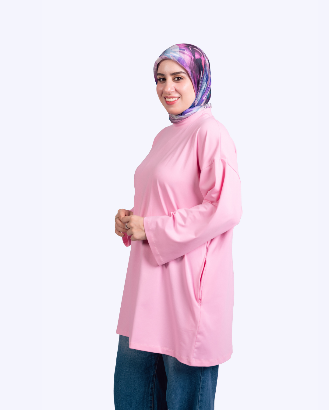 T-shirt Ample et Large 95% cotton à Manches Larges