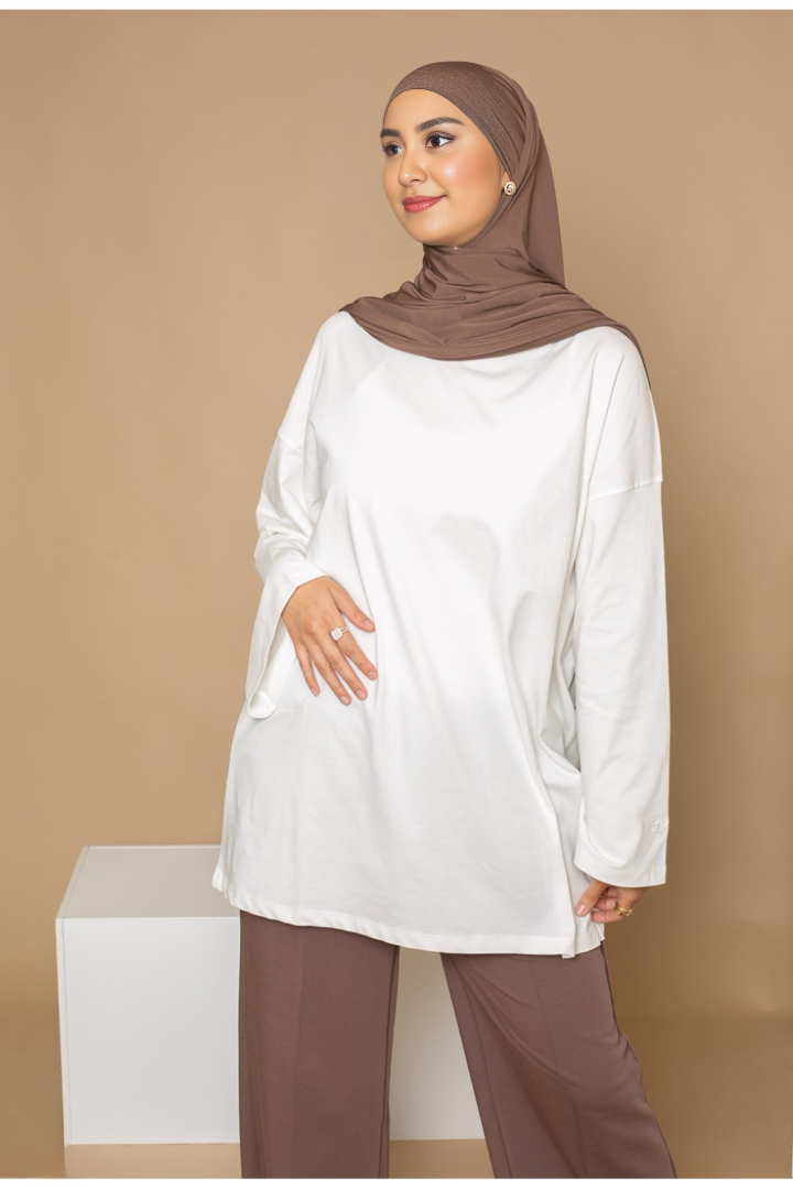 T-shirt Ample et Large 95% cotton à Manches Larges