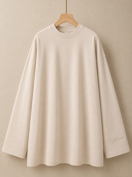 T-shirt Ample et Large 95% cotton à Manches Larges