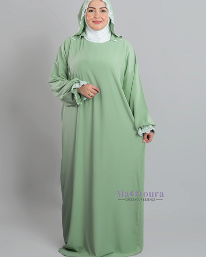 Abaya de prière avec Hijab en coton attaché