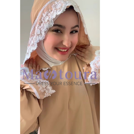 Abaya de prière avec Hijab en coton attaché