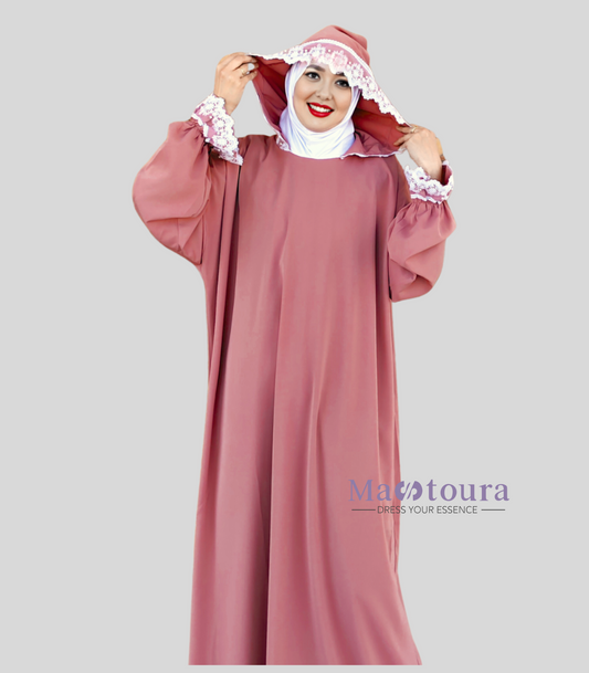 Abaya de prière avec Hijab en coton attaché