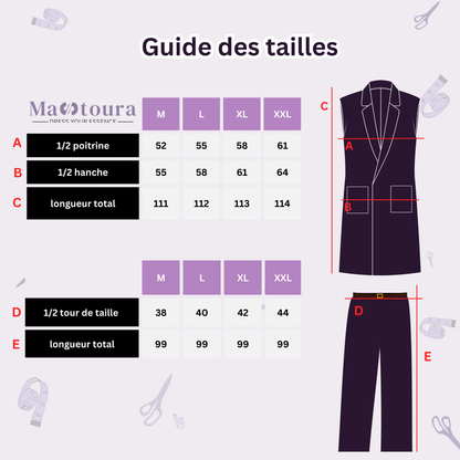 Ensemble :Gilet long & Pantalon  ROSE + Avec chemise