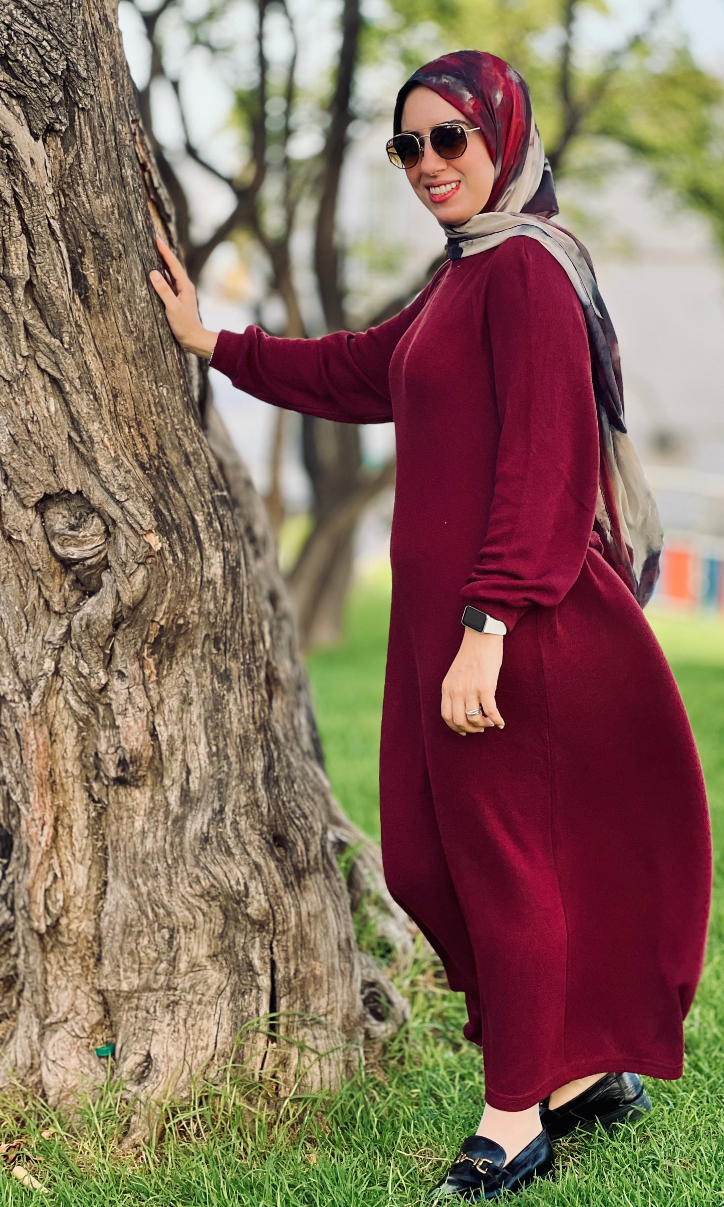 Robe Longue Basique en Laine avec Ceinture