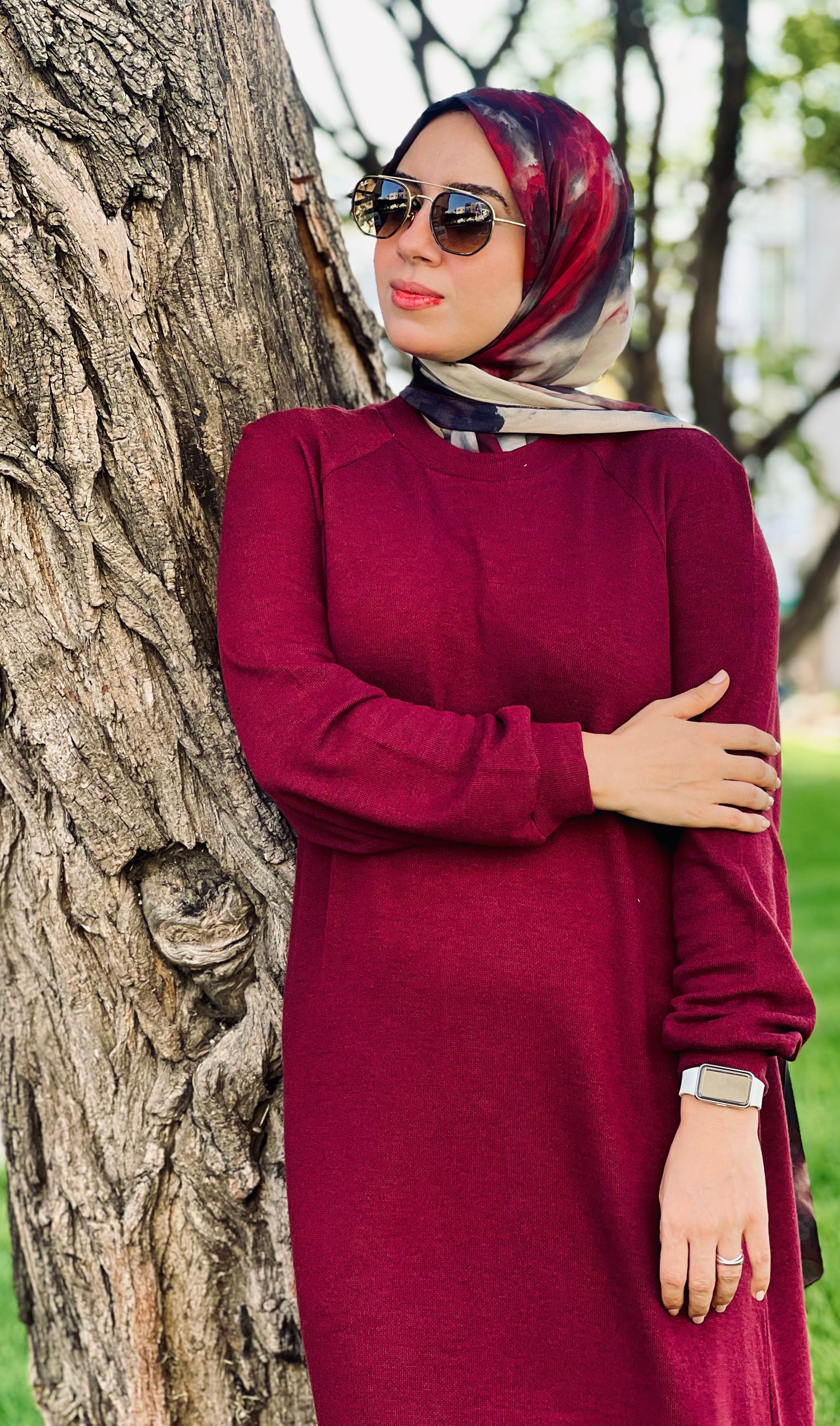 Robe Longue Basique en Laine avec Ceinture