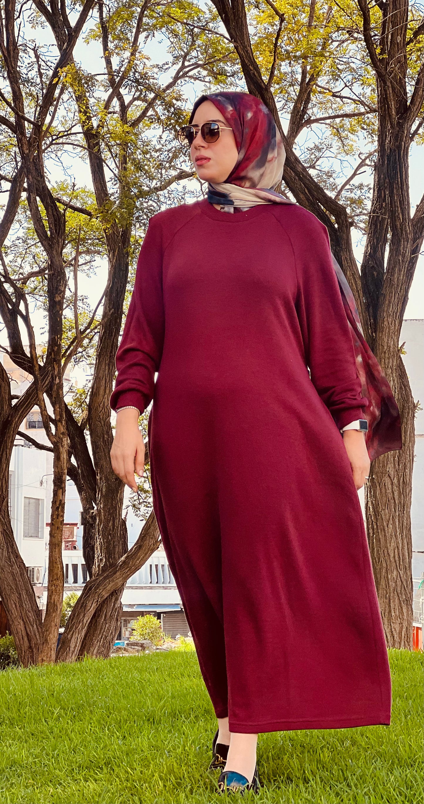 Robe Longue Basique en Laine avec Ceinture