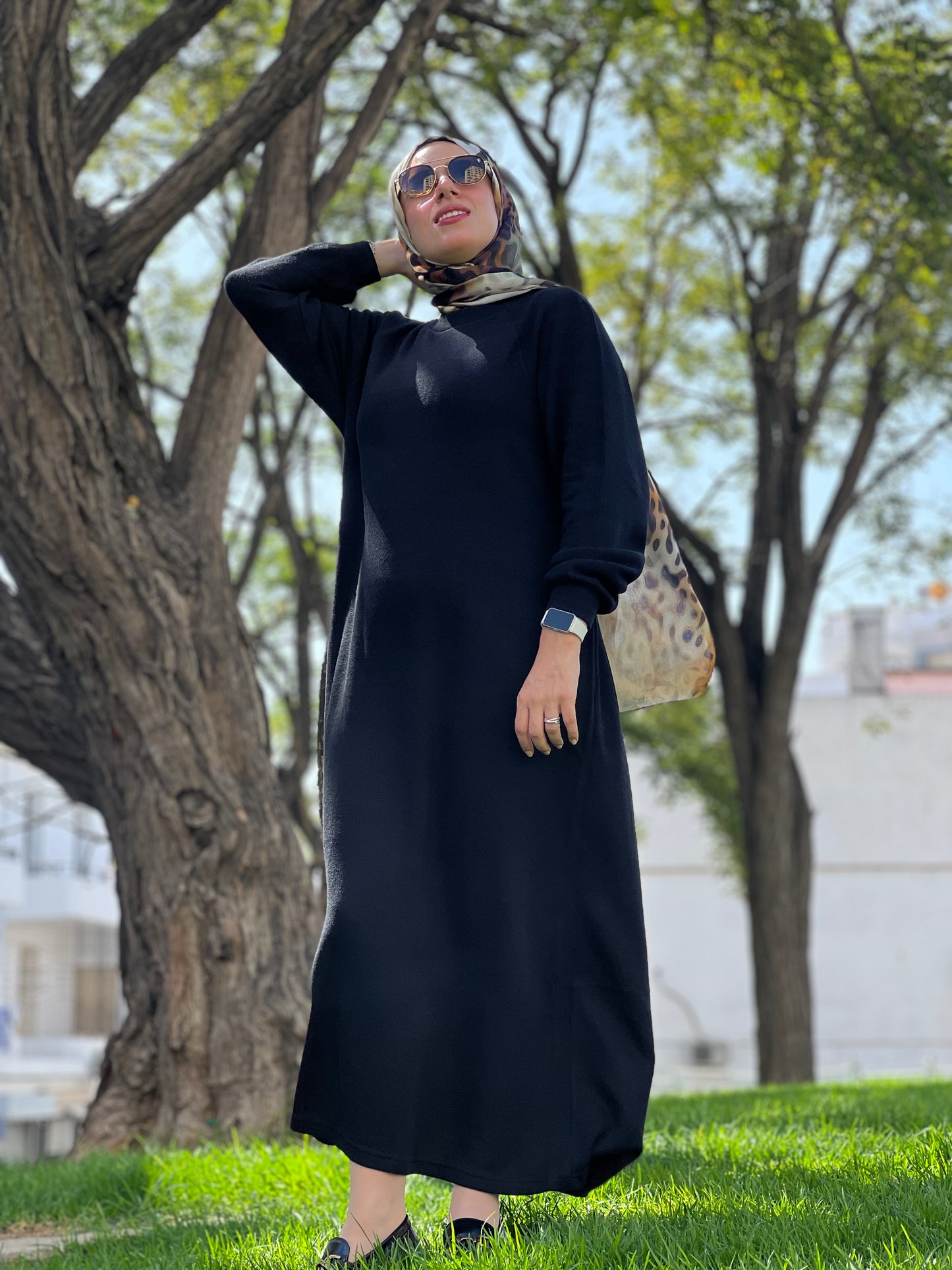 Robe Longue Basique en Laine avec Ceinture