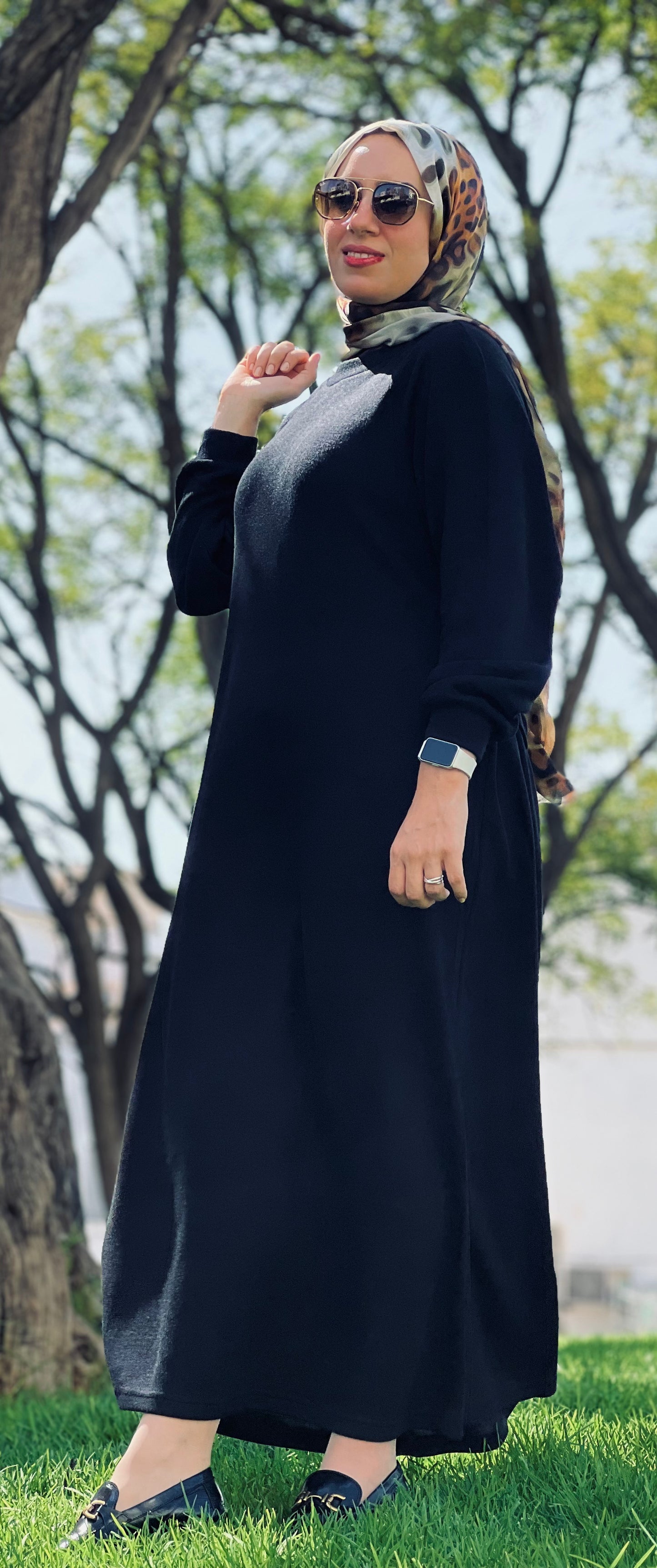 Robe Longue Basique en Laine avec Ceinture