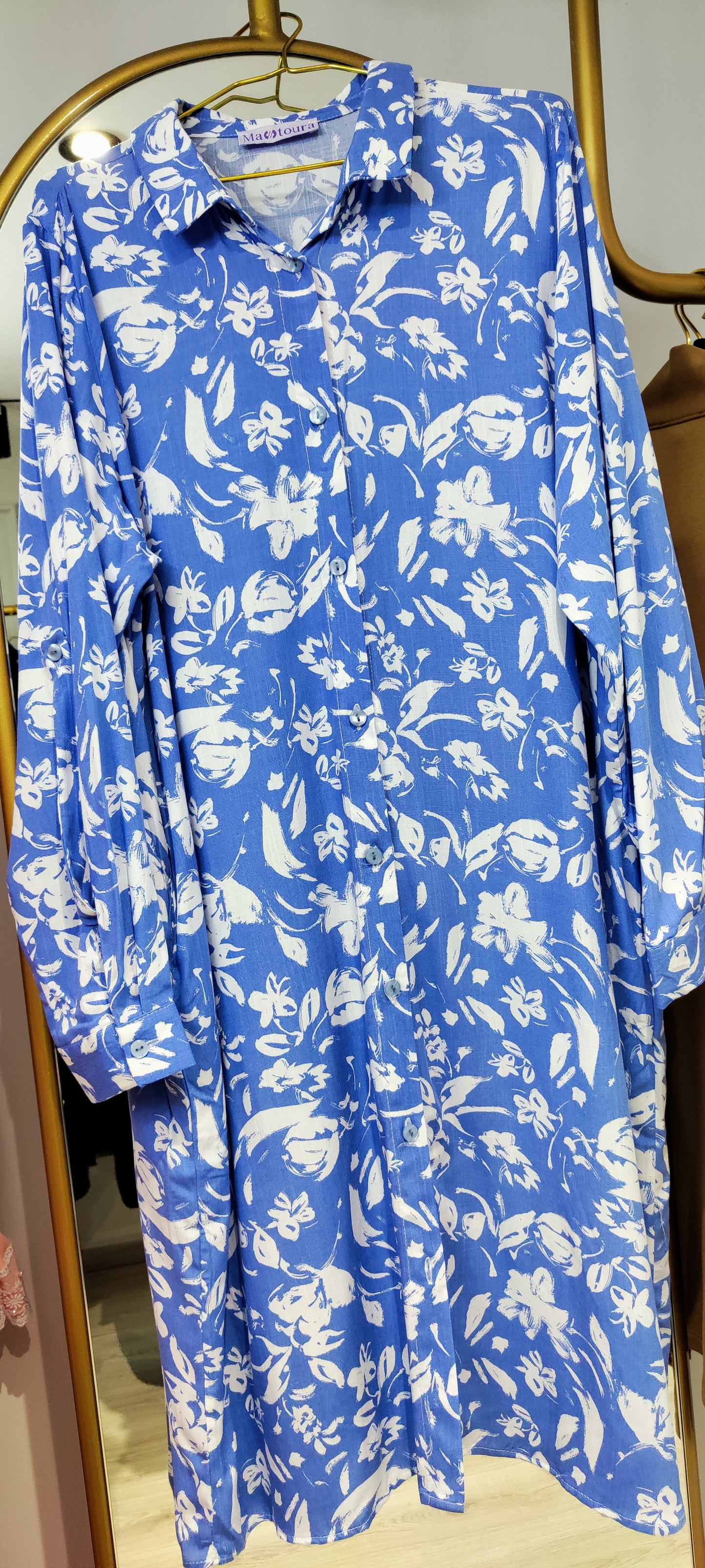 Chemise Tunique Longue avec Poches Latérales