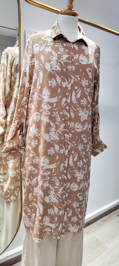 Chemise Tunique Longue avec Poches Latérales