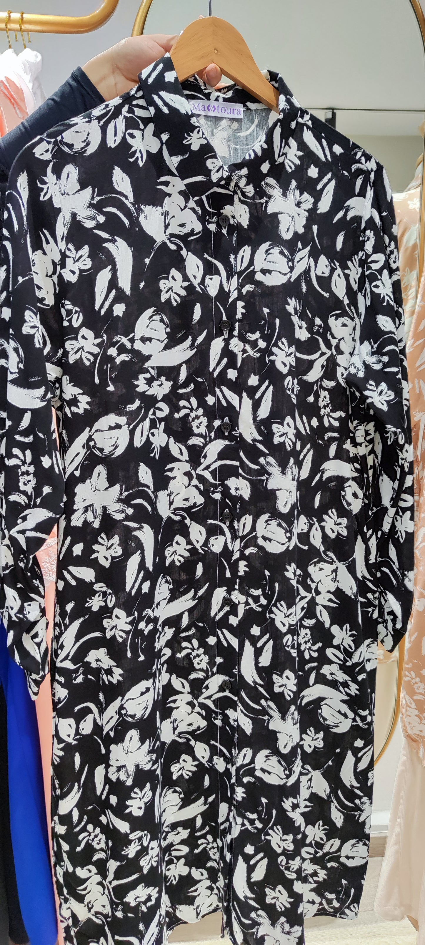 Chemise Tunique Longue avec Poches Latérales