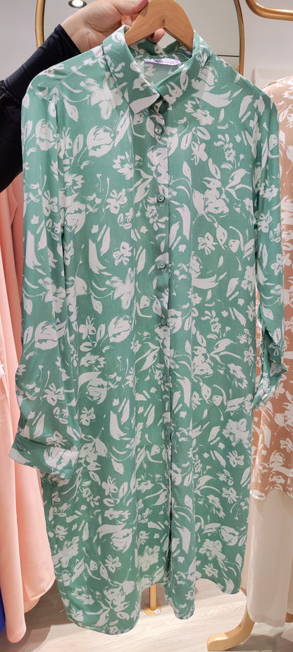 Chemise Tunique Longue avec Poches Latérales