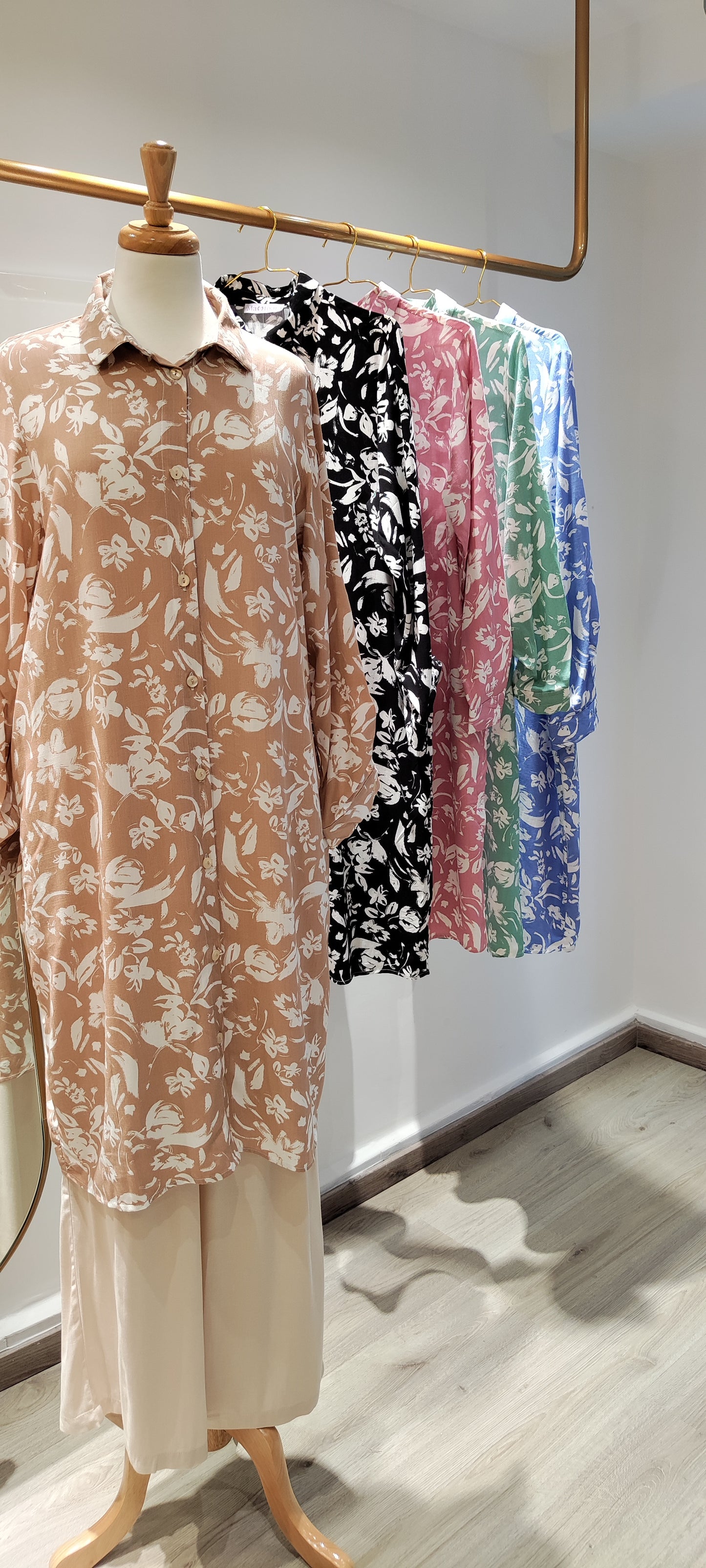 Chemise Tunique Longue avec Poches Latérales