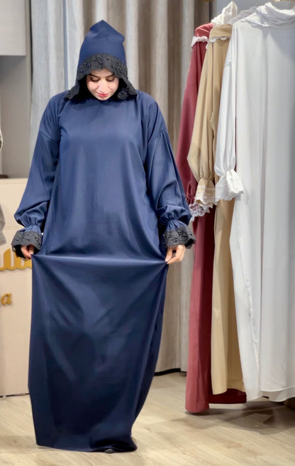 Abaya de prière avec Hijab en coton attaché