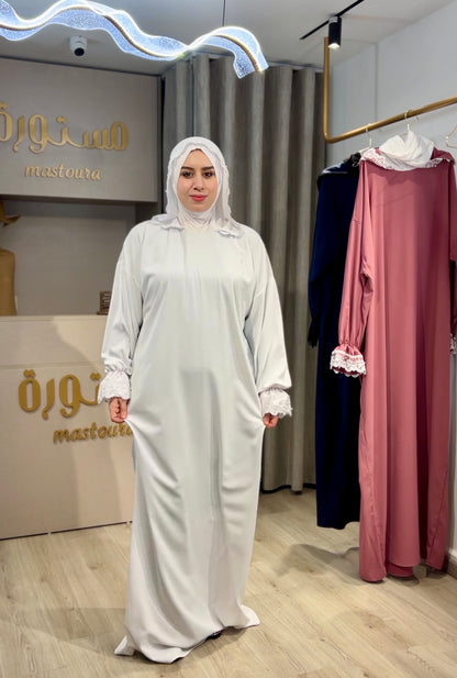 Abaya de prière avec Hijab en coton attaché