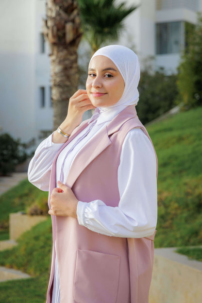 Ensemble :Gilet long & Pantalon  ROSE + Avec chemise