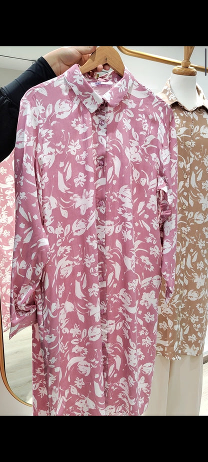 Chemise Tunique Longue avec Poches Latérales