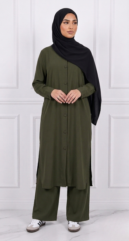 Ensemble Chemise longue+ Pantalon Large عنبر