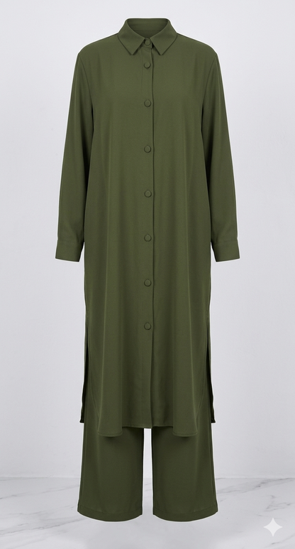 Ensemble Chemise longue+ Pantalon Large عنبر
