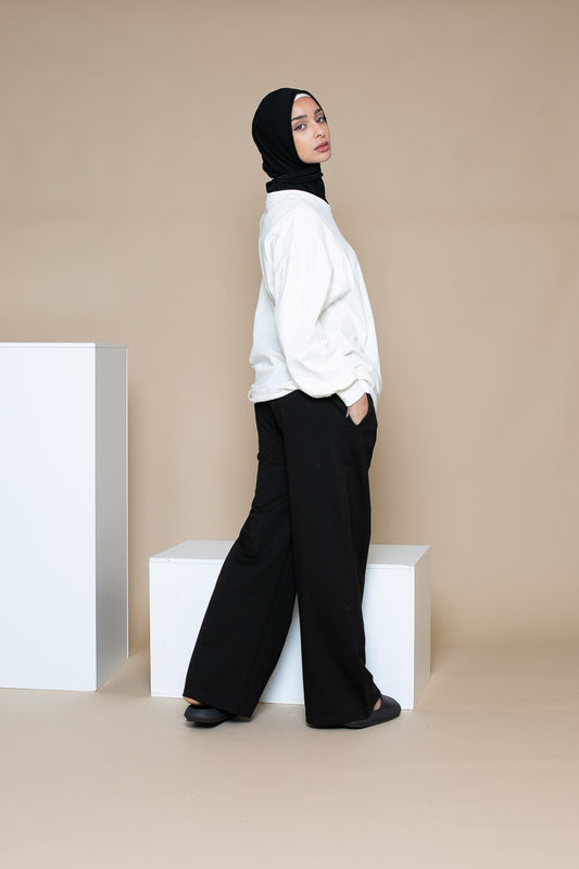 Pantalon Confort jogging large noir 100% cotton