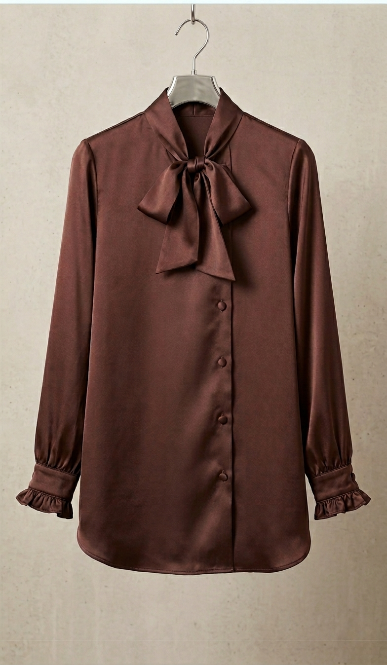 Chemise Satinée Col Lavallière